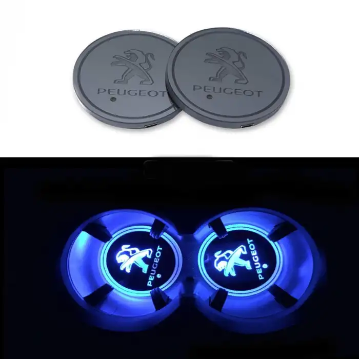 Peugeot Ledli Işıklı Bardaklık Altı - Usb Şarjlı - RGB Modlu -