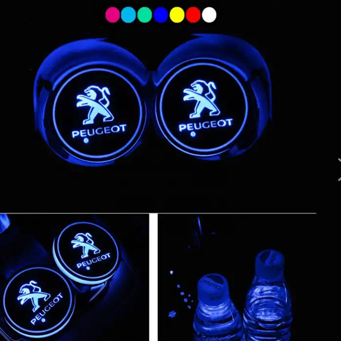 Peugeot Ledli Işıklı Bardaklık Altı - Usb Şarjlı - RGB Modlu -