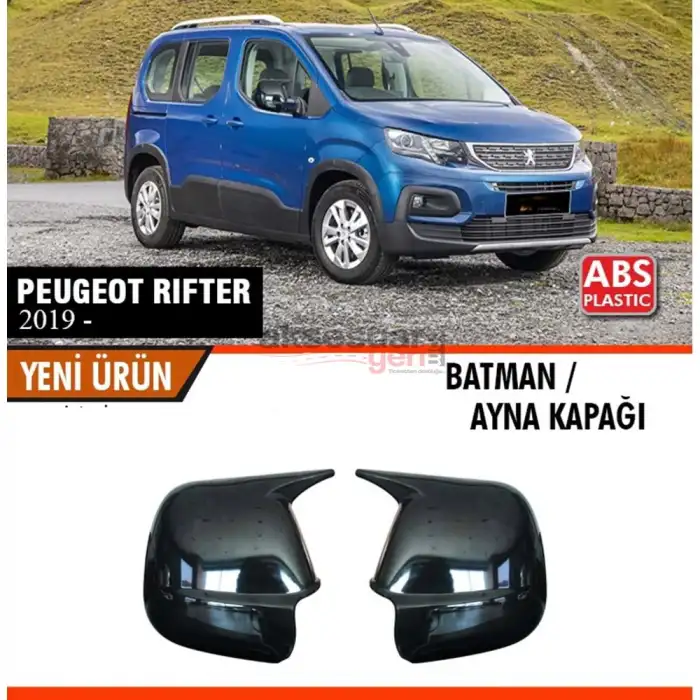 Peugeot Rifter 2019+ Uyumlu Yarasa Batman Ayna Kapağı Piano Black