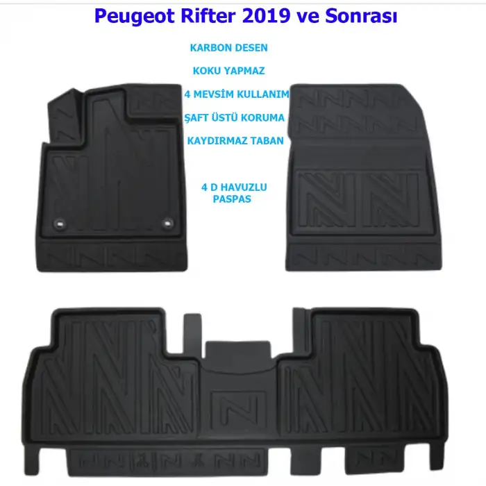 Peugeot Rifter 2019 ve Sonrası 4D Premium Havuzlu Paspas