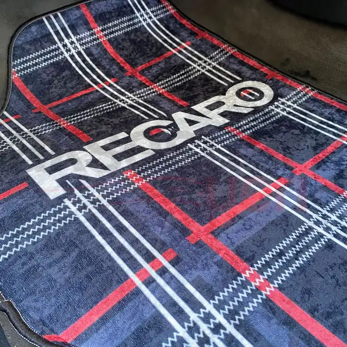 Recaro Ekose Desen Araç İçi Halı Paspas-Kaydırmaz Taban-Universal Her Araca Uyumlu-Yıkanabilir