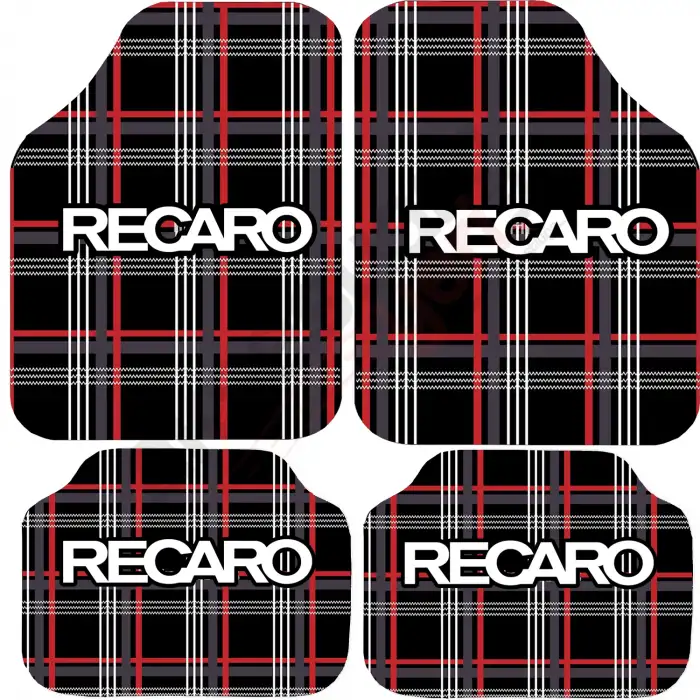 Recaro Ekose Desen Araç İçi Halı Paspas-Kaydırmaz Taban-Universal Her Araca Uyumlu-Yıkanabilir