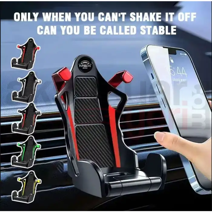 Recaro Yarış Koltuk Tipi Karbon Görünümlü Kırmızı Telefon Tutucu – Araç İçin Sport Stil