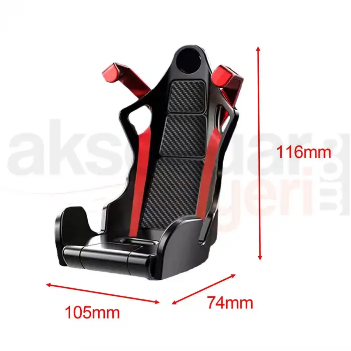 Recaro Yarış Koltuk Tipi Karbon Görünümlü Kırmızı Telefon Tutucu – Araç İçin Sport Stil