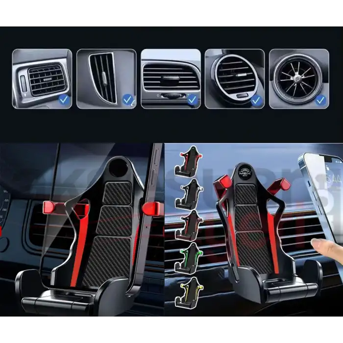 Recaro Yarış Koltuk Tipi Karbon Görünümlü Kırmızı Telefon Tutucu – Araç İçin Sport Stil