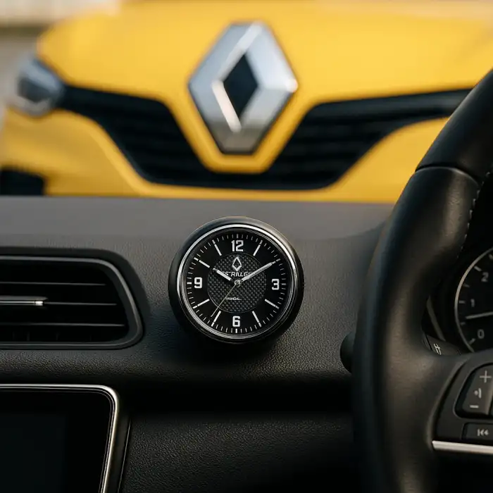 Renault Amblemli Torpido Üstü Retro Saat-Reflektörlü Akrep-Yelkovan-Şık Tasarım