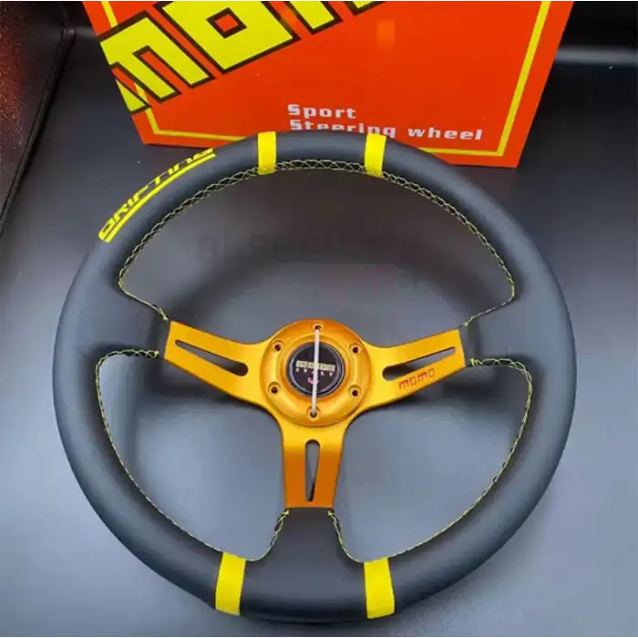 Toyota Corona-Efsane Kasa Corolla Sabit Göbek-35cm Sarı Drifting Momo Spor Direksiyon