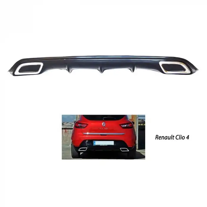 Renault Clio 4 Uyumlu Arka Tampon Eki Difüzör Krom Egzoz Uclu