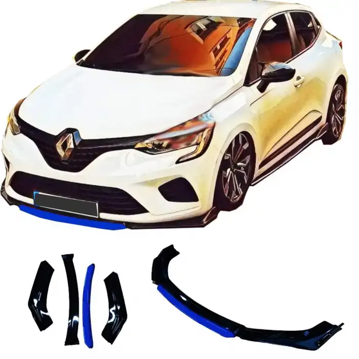Renault Clio 5 Uyumlu Ön Lip mavi Renkli 4 Parça - A+ Ürün - Dayanıklı Malzeme