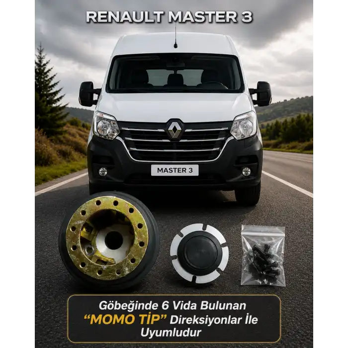 Renault Master-3 Uyumlu Spor Direksiyon Göbeği Momo Tip