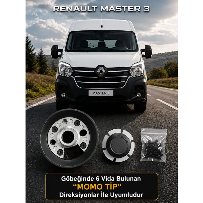 Renault Master-3 Uyumlu Spor Direksiyon Göbeği Momo Tip