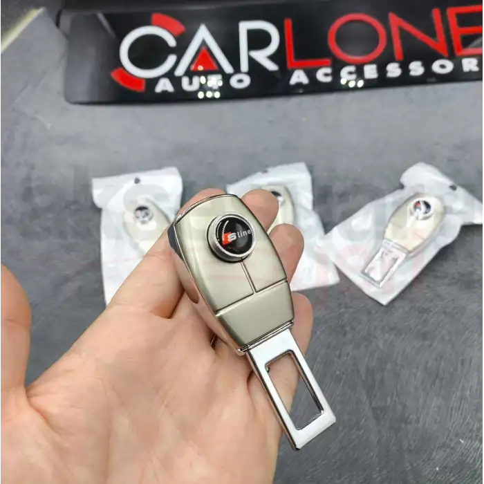 S Line Amblemli Bej Renk Metal Emniyet Kemer Yükseltici Rahatlatıcı Toka 2 Adet