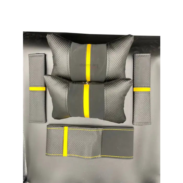 SARI ÇİZGİLİ DERİ LÜX YASTIK SETİ