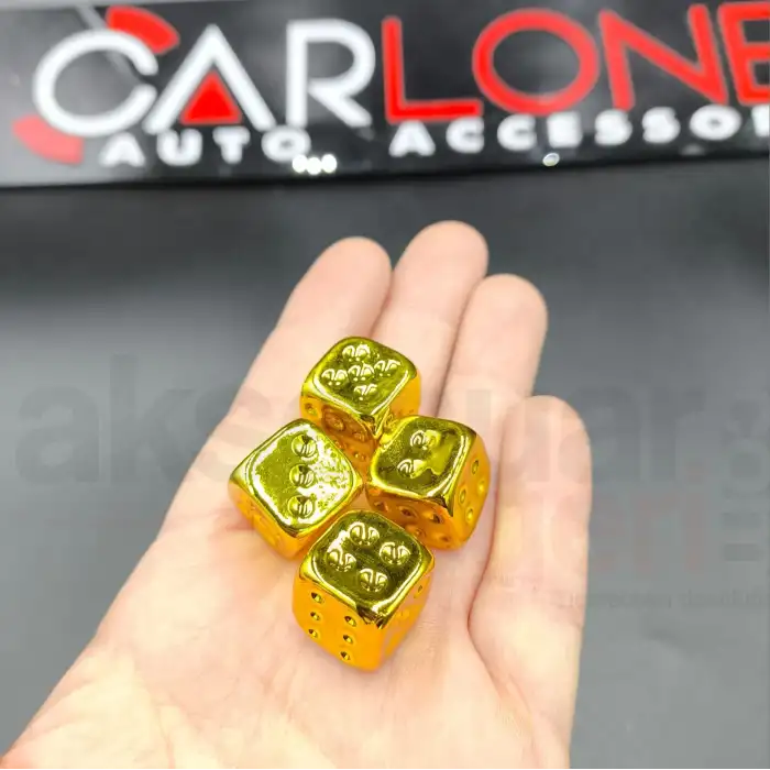 Sarı Renk Zar Sibop Kapakları-4lü Set-Sert Plastik Üzerine Parlak Kromaj Kaplama