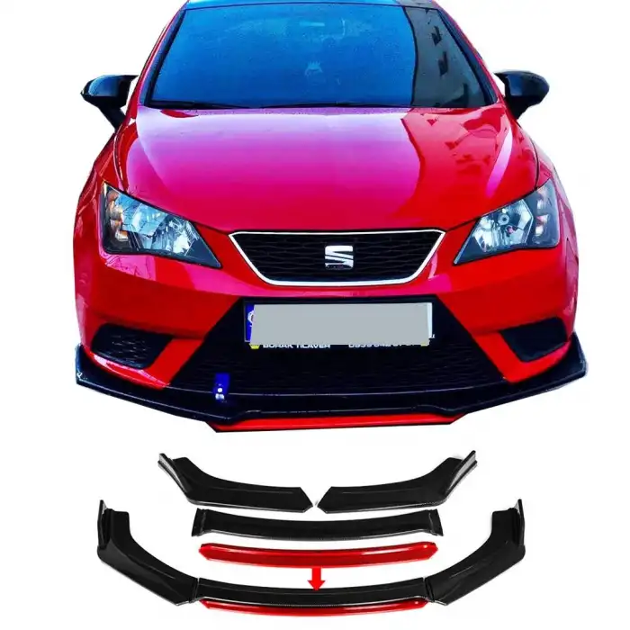 Seat İbiza Uyumlu Ön Lip kırmızı Renkli 4 Parça - A+ Ürün - Dayanıklı Malzeme