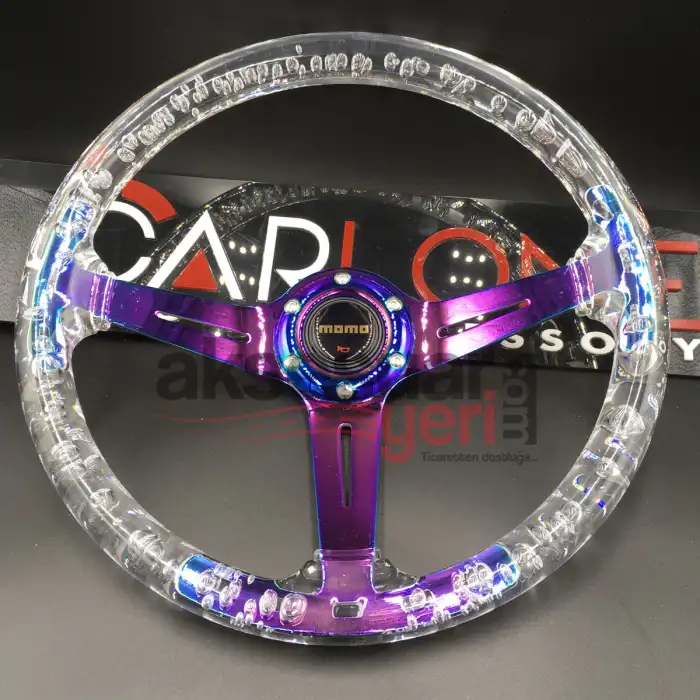 Şeffaf Direksiyon Momo 35cm Kabarcıklı Direksiyon Beyaz A+ Süper Ürün Epoksi