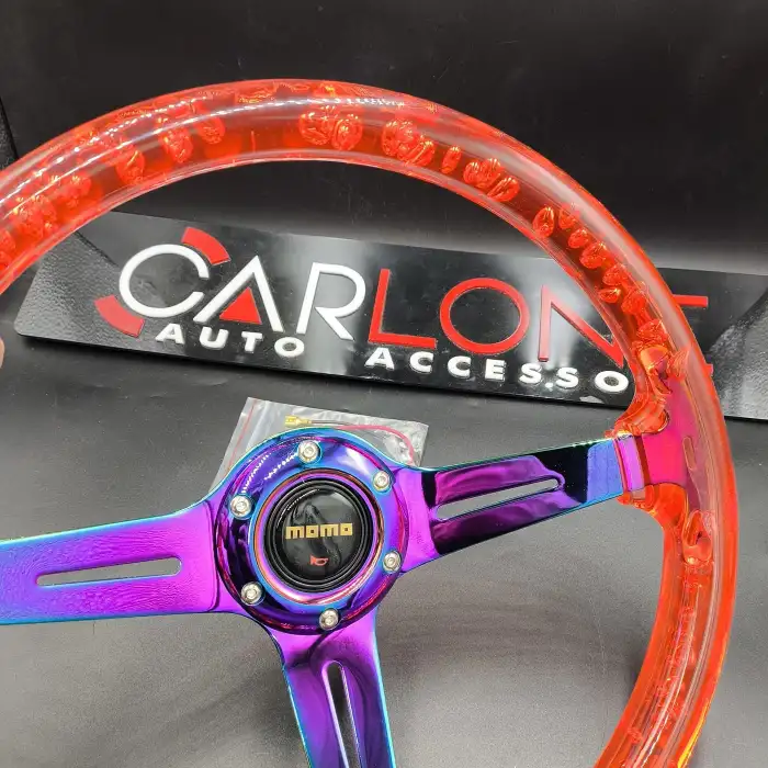 Şeffaf Direksiyon Momo 35cm Kabarcıklı Direksiyon Kırmızı Epoksi