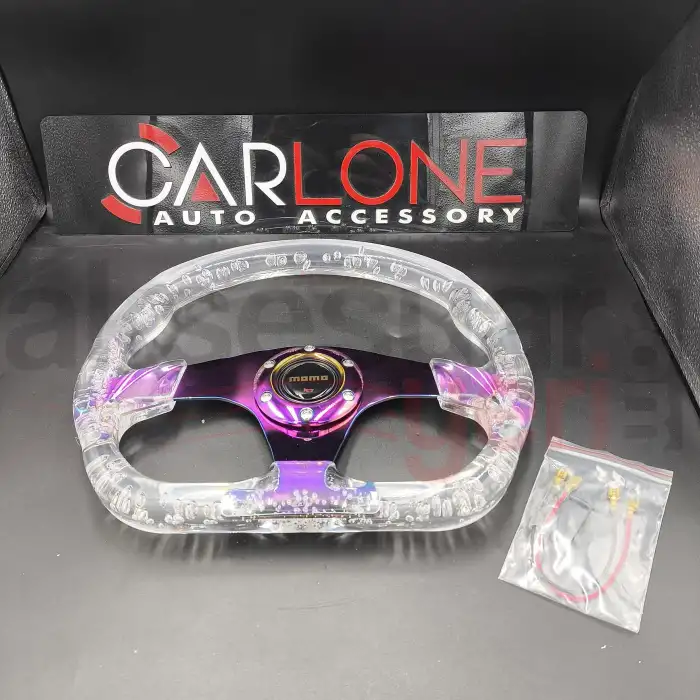 Şeffaf Epoksi Direksiyon Altı Kesikli Momo 32cm Kabarcıklı Direksiyon Beyaz Renk