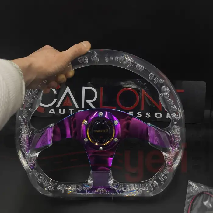 Şeffaf Epoksi Direksiyon Altı Kesikli Momo 32cm Kabarcıklı Direksiyon Beyaz Renk