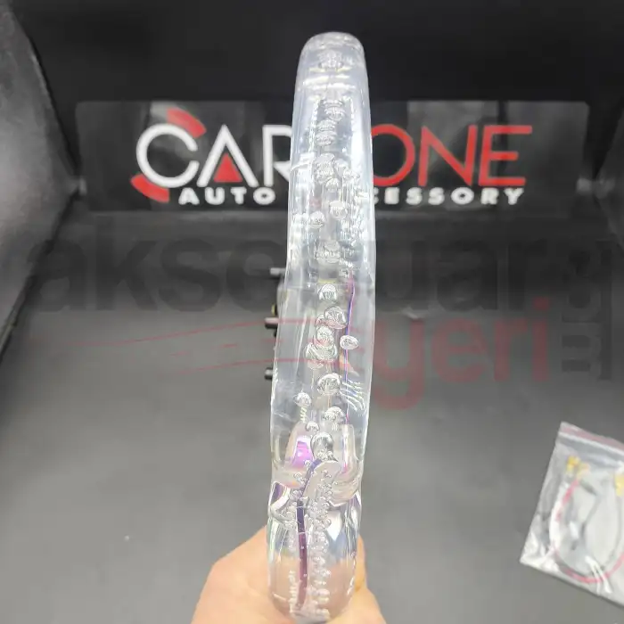 Şeffaf Epoksi Direksiyon Altı Kesikli Momo 32cm Kabarcıklı Direksiyon Beyaz Renk