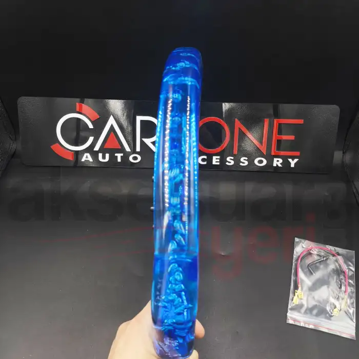 Şeffaf Epoksi Direksiyon Altı Kesikli Momo 32cm Kabarcıklı Direksiyon Mavi Renk