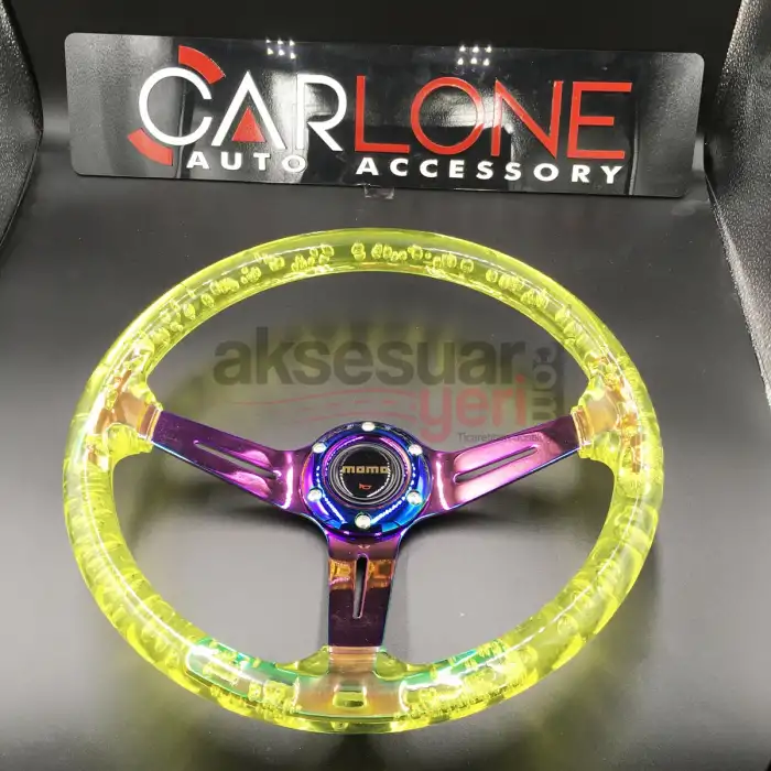 Şeffaf Sarı Direksiyon Momo 35cm Kabarcıklı Direksiyon A+ Süper Ürün