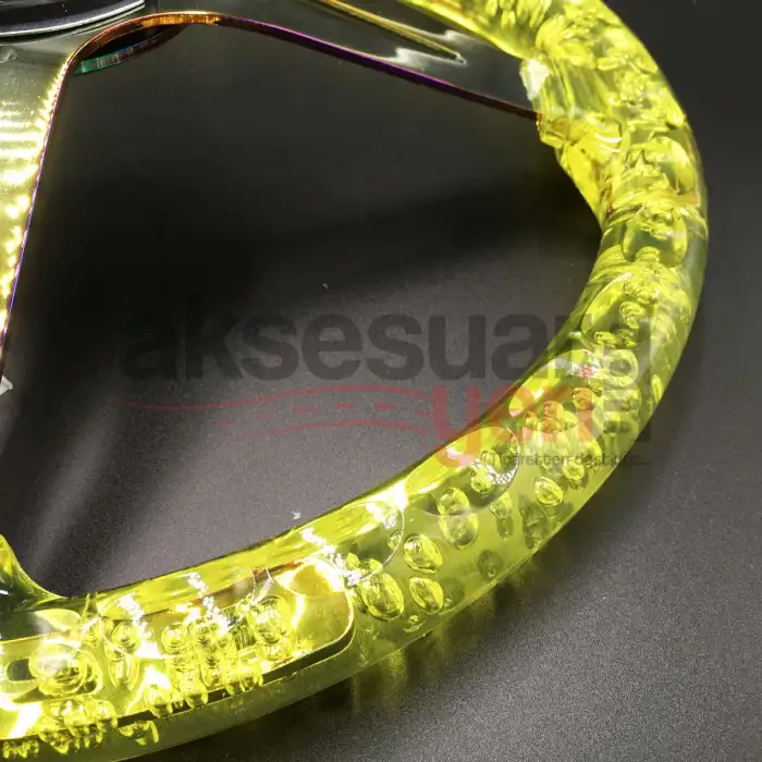 Şeffaf Sarı Direksiyon Momo 35cm Kabarcıklı Direksiyon A+ Süper Ürün