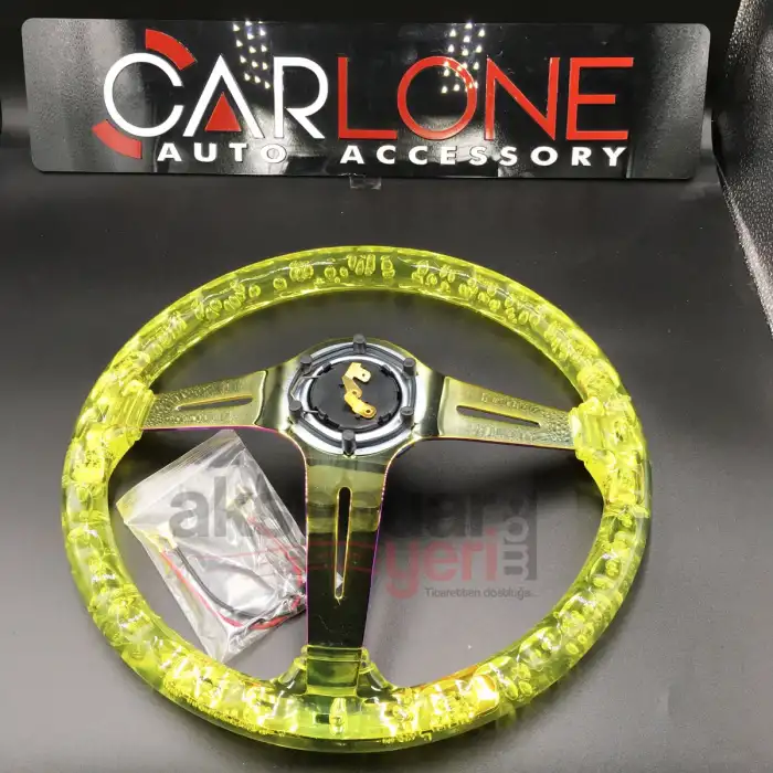 Şeffaf Sarı Direksiyon Momo 35cm Kabarcıklı Direksiyon A+ Süper Ürün