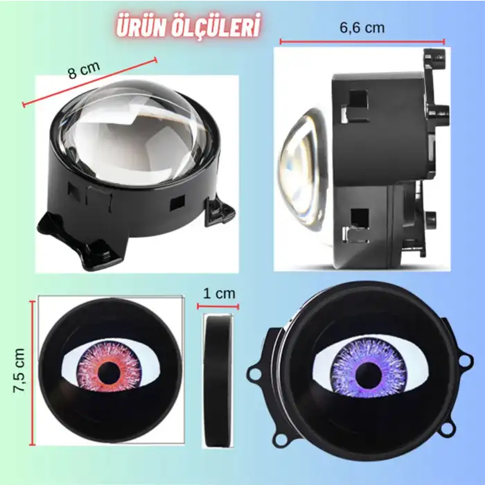 Şeytan Göz Animasyonlu Mercek Led Far-Çok Modlu-Renkli Gözler