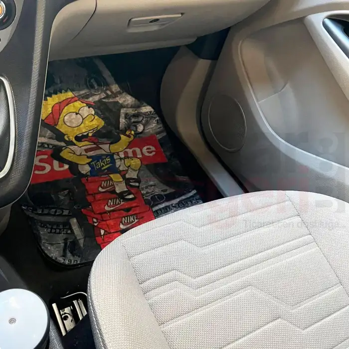 Simsın Desen Araç İçi Halı Paspas-Kaydırmaz Taban-Universal Her Araca Uyumlu-Yıkanabilir