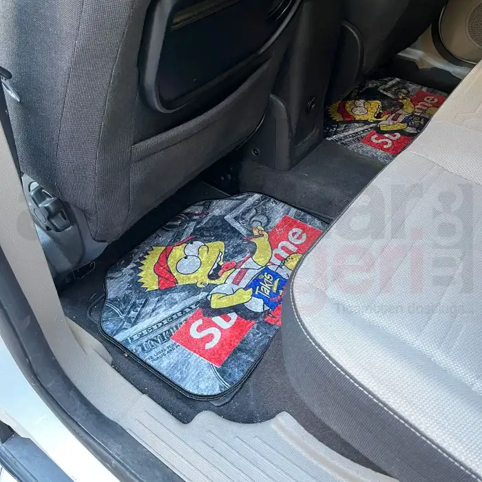 Simsın Desen Araç İçi Halı Paspas-Kaydırmaz Taban-Universal Her Araca Uyumlu-Yıkanabilir