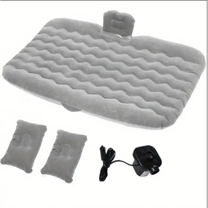 Şişme Araç İçi Seyahat Yatağı Oto Araç İçi Yatak Gri Renk Pompa+Yastık Dahil
