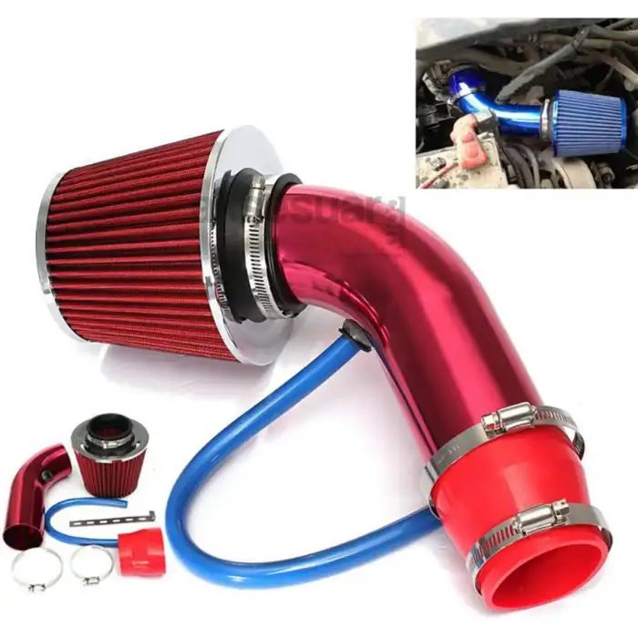 Spor Açık Hava Filtresi Krom Borulu Kırmızı Renk -Boru Çapı 7,6cm Uzunluk 23cm