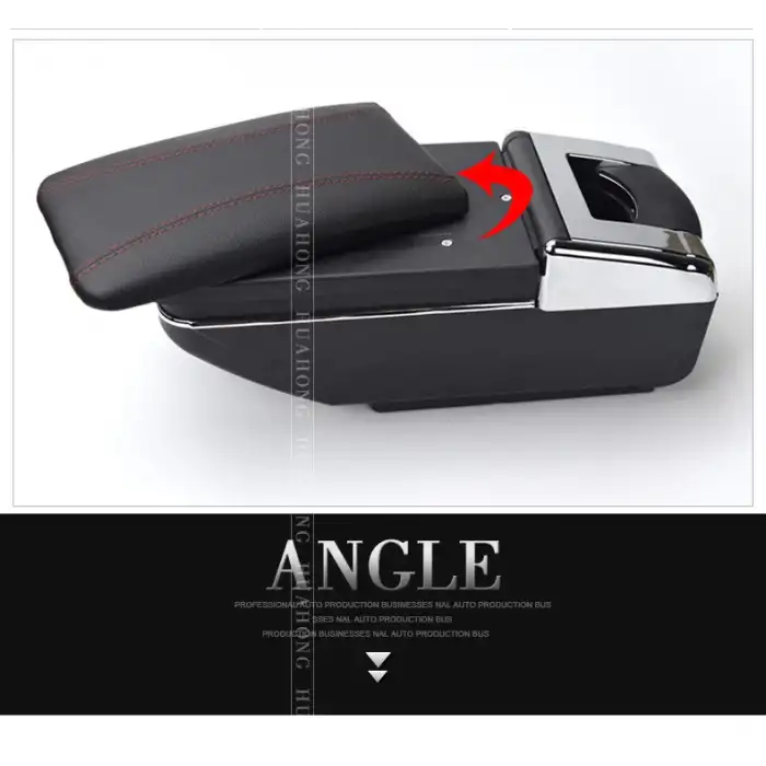 Sürgülü Kolçak Kol Dayama Bardaklık Ve Küllüklü Siyah Deri Kırmızı Dikiş Detay