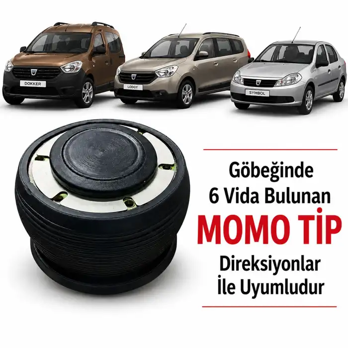 Symbol-Lodgy-Dokker Uyumlu Sabit Spor Direksiyon Göbeği Momo Tip