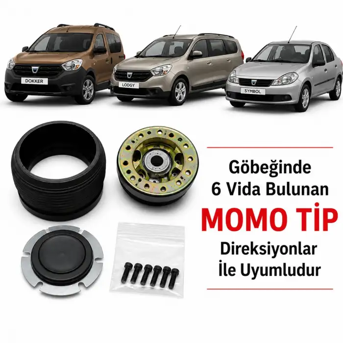 Symbol-Lodgy-Dokker Uyumlu Sabit Spor Direksiyon Göbeği Momo Tip