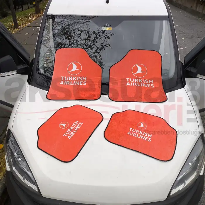 THY Turkish Airlines Araç İçi Halı Paspas-Kaydırmaz Taban-Üniversal Her Araca Uyumlu-Yıkanabilir