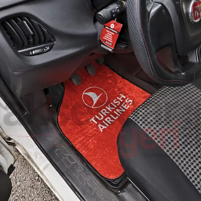 THY Turkish Airlines Araç İçi Halı Paspas-Kaydırmaz Taban-Üniversal Her Araca Uyumlu-Yıkanabilir