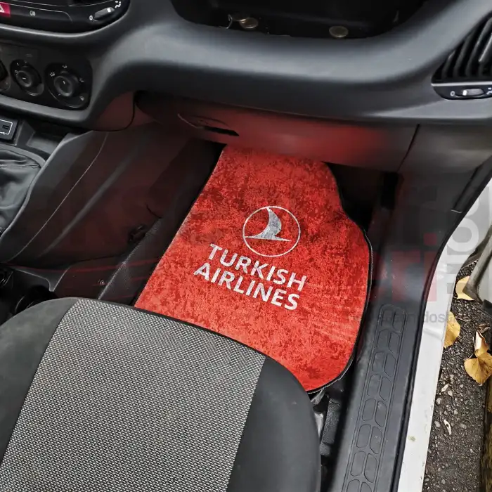 THY Turkish Airlines Araç İçi Halı Paspas-Kaydırmaz Taban-Üniversal Her Araca Uyumlu-Yıkanabilir