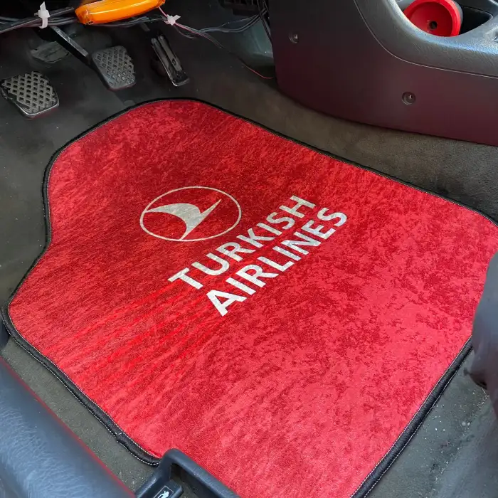 THY Turkish Airlines Araç İçi Halı Paspas-Kaydırmaz Taban-Üniversal Her Araca Uyumlu-Yıkanabilir