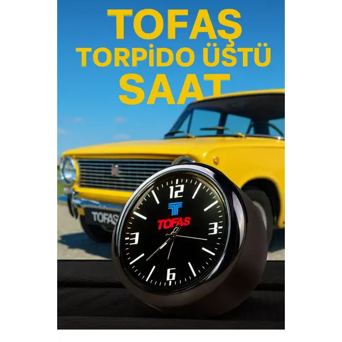 Tofaş Amblemli Torpido Üstü Retro Saat-Reflektörlü Akrep-Yelkovan-Şık Tasarım