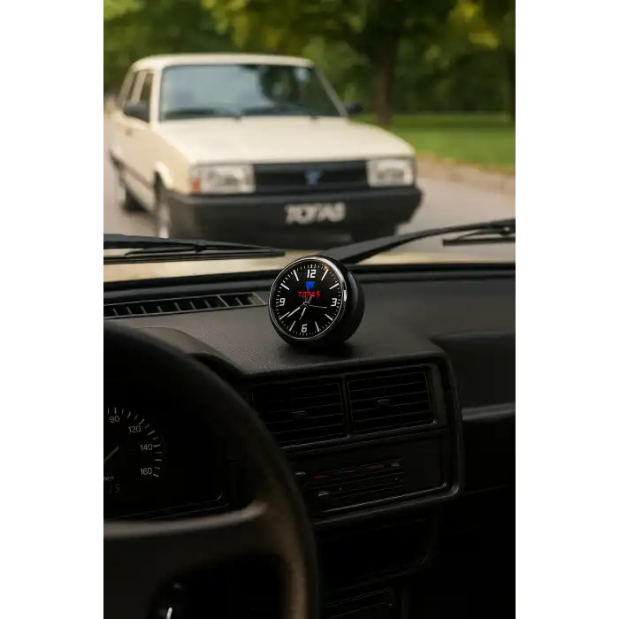 Tofaş Amblemli Torpido Üstü Retro Saat-Reflektörlü Akrep-Yelkovan-Şık Tasarım