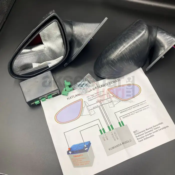 Tofaş Katlanır Ayna Elektrikli Siyah Renk Kaliteli Malzeme