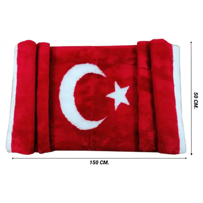 Torpido Üstü Peluş Örtü Türk Bayrağı Polar Kumaş Desenli Tasarım
