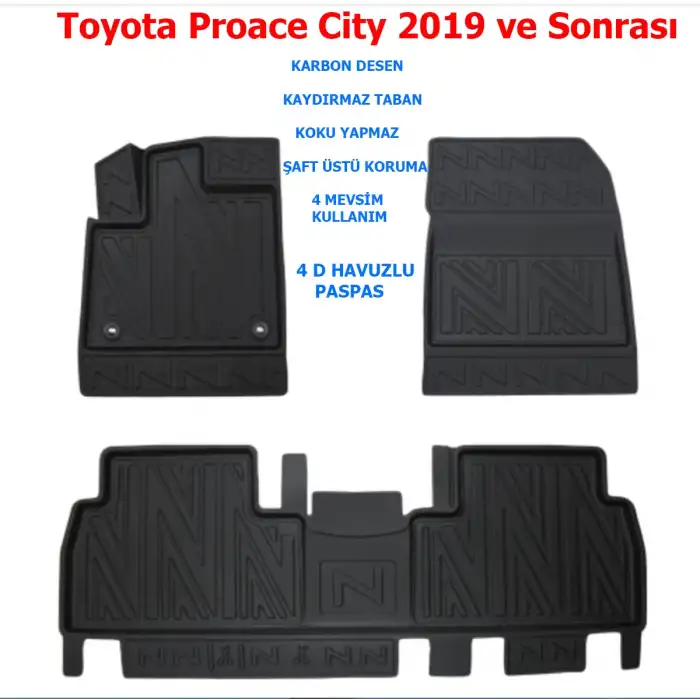 Toyota Proace 2019 ve Sonrası 4D Premium Havuzlu Paspas
