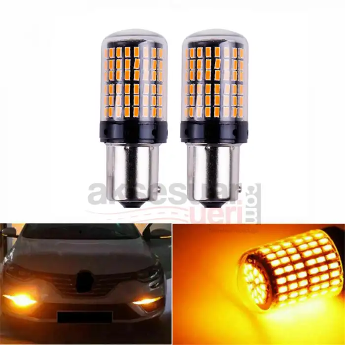 Turuncu Led Sinyal Ampülü 144 Led 93 P21w  Yüksek Kalite Premium Ürün