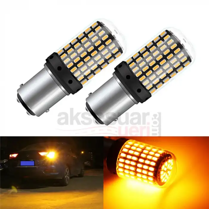 Turuncu Led Sinyal Ampülü 144 Led 93 P21w  Yüksek Kalite Premium Ürün