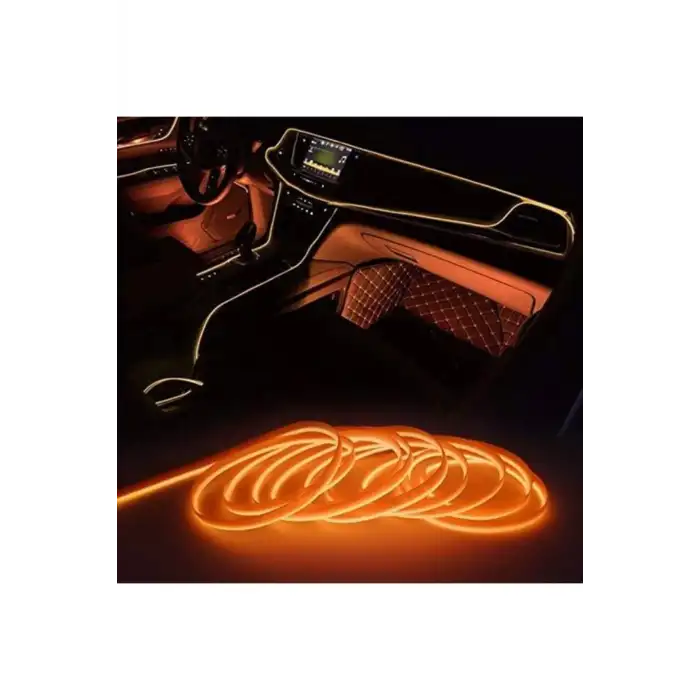 Turuncu Neon İp Fitil 5Metre Işıklı Torpido Fitili Neon İp Araç İçi Torpido ledi