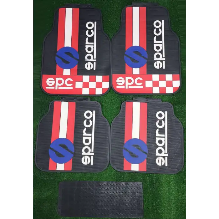 Üniversal Sparco Kırmızı-Beyaz Latex Kauçuk-5 parça-Paspas-Kaydırmaz Taban-1.Sınıf İthal Ürün