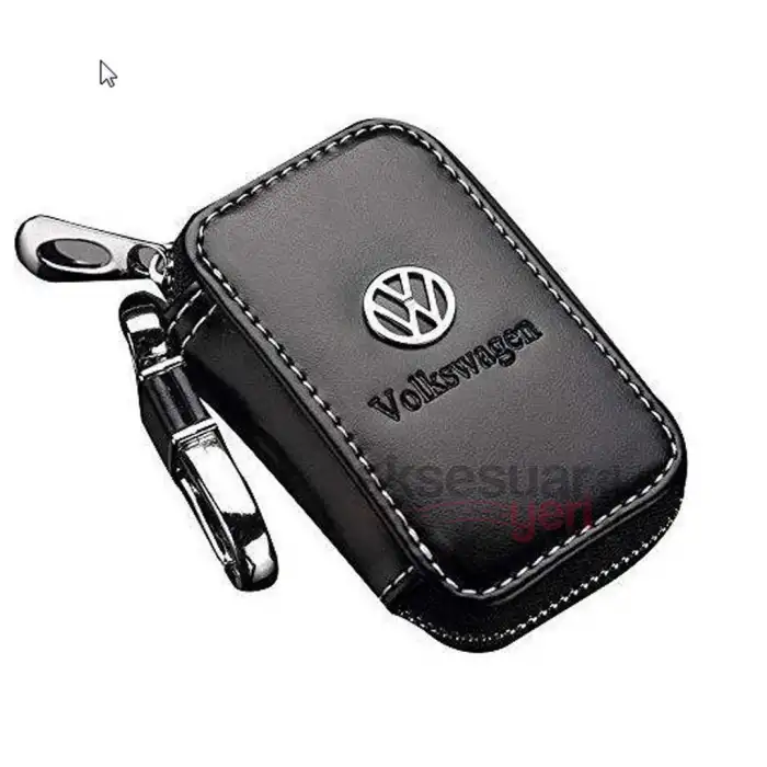 Volkswagen Logolu Lüks Deri Anahtarlık -Fermuarlı Çantalı Şık Yeni Tasarım